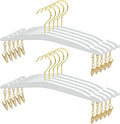 Besser 10 Pack Lingerie Hangers with Gold Metal Clips,Imitation Wood Grain Bralettes Bikini Hangers,Plastic Material Hangers for Bras,Tank Tops,Bralettes, Bikini