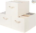 StorageWorks Fabric Closet Organizers and Storage Bin, Foldable Shelf Baskets for Organization and Storage, Beige, 3-Pack, Extra Large