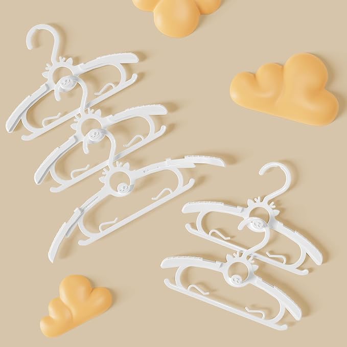 Baby Clothes Hangers 80PCS, 11"-14" Extendable and Stackable Kids Hangers, 45g Ultra-Thick Space Saving Non-Slip Plastic Hanger for Infant, Toddler and Nursery Closet, White