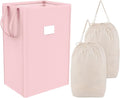 MCleanPin 220L Pink Laundry Hamper Large Collapsible Basket with Laundry Bags, Dirty Clothes Hamper,Laundry Basket with Handles,Washable Laundry Bags,Foldable Dorm Hamper for College (Rose Pink)