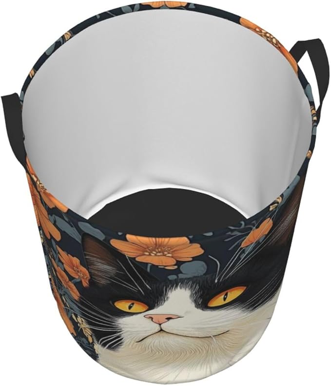 Cute Cat Print Laundry Basket For Storage Bins Gift Baskets Bedroom Clothes Hamper