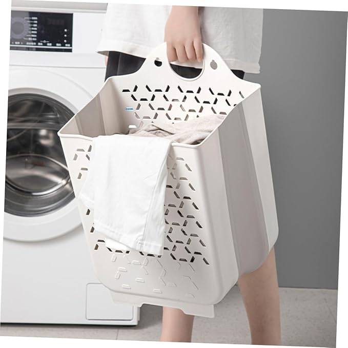 Alipis Foldable Plastic Laundry Hamper for Kids, White, 1 Set