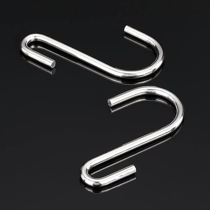 30-Pack Silver S Hooks for Hanging 2.4 Inch – Small S Hooks Carbon Steel Hangers for Jeans, Kitchen Pot & Plant Hanging – Lightweight 0.88 Inch Opening Holder for Wire Shelving, Towel & Purse