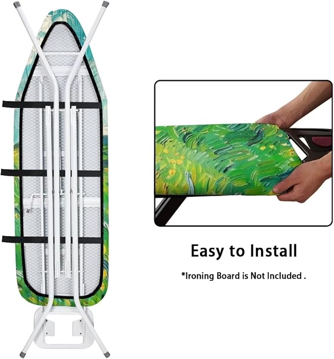 Flashideas Van Gogh Wheatfield Ironing Board Cover and Pad Standard Size Ironing Board Cover and Pad Ventilate Extra Wide Ironing Pad for Table Modern Design