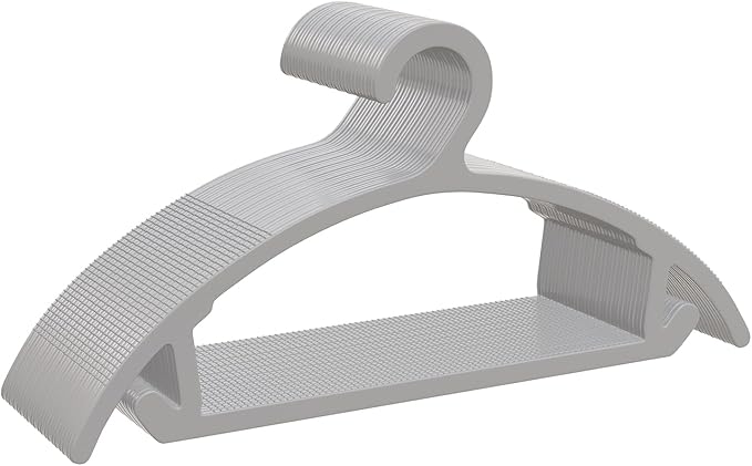 30 Pack Clothes Hangers, Non Slip Heavy Duty Plastic Hangers, Space Saving All-in-One Garment Hangers for Dresses Suits Jeans Knits, Hold Up to 11 LB Dry & Wet, 16.4" x 8.3", Gray, UAPY0830G