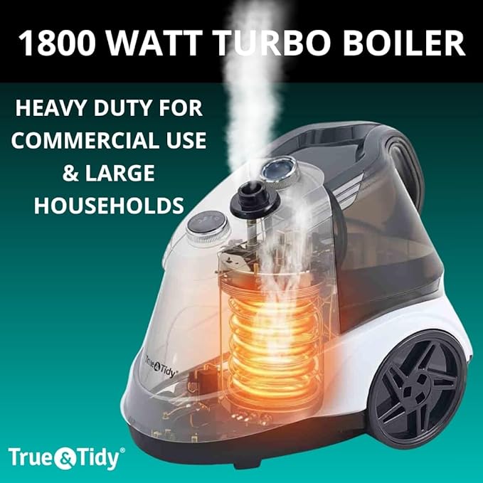 True & Tidy® Commercial Garment Steamer – Heavy Duty 1800W for Home & Commercial Use, 90+ Min Continuous Steam, Large 3L Tank, Wheels, Smart Auto-off Safety