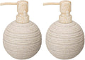 2pcs Hand Soap Dispenser Set, Sandstone Textured Resin Liquid Soap Dispenser for Bathroom Countertop, Heavy & Sturdy Dish Wash Soap Dispenser for Kitchen, Matte Beige