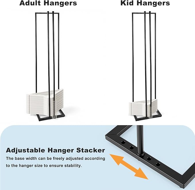 Metal Hanger Stacker, 32 Inch Hanger Storage Organizer Hold up to 120 Velvet Hangers, Clothes Hangers Holder Space Saver for Closet and Laundry, Black