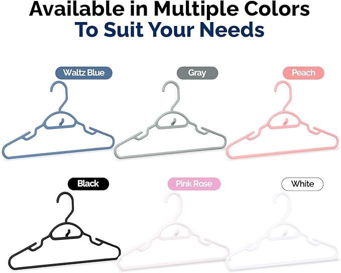 Youth Hangers 30 Pack - 13 Inch Plastic Youth Petite & Childrens Hangers for Closet, Baby Hangers for Children Clothes Sizes 4 to 10, Non-Slip Infant Hangers with Shoulder Grooves | Blue