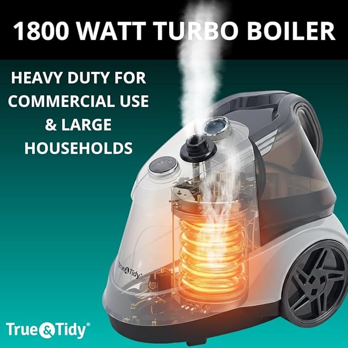 True & Tidy® Commercial Garment Steamer – Heavy Duty 1800W for Home & Commercial Use, 90+ Min Continuous Steam, Large 3L Tank, Wheels, Smart Auto-Off Safety