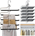 4 Pack Magic Pants Hangers Space Saving Heavy Duty Slacks Jeans Trouser Hanger, Non-Slip Foam Padded 5 Layers, Multi-Purpose Premium Metal Closet Organizer for Leggings