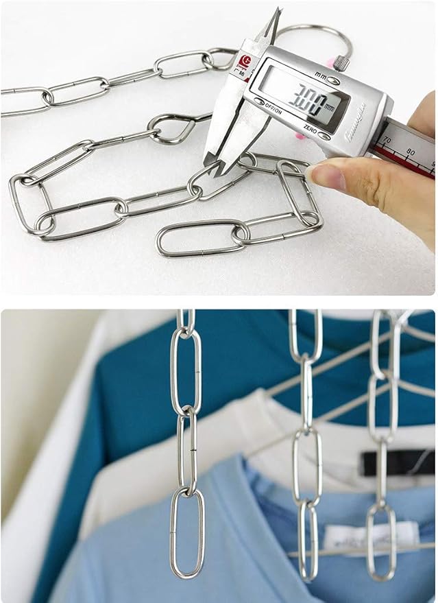 Falytemow Stainless Steel Space Saving Hanger Chains Magic Hangers Closet Space Saver Hanger Organizer Cascading Hangers Gain 80% More Space Set of 6