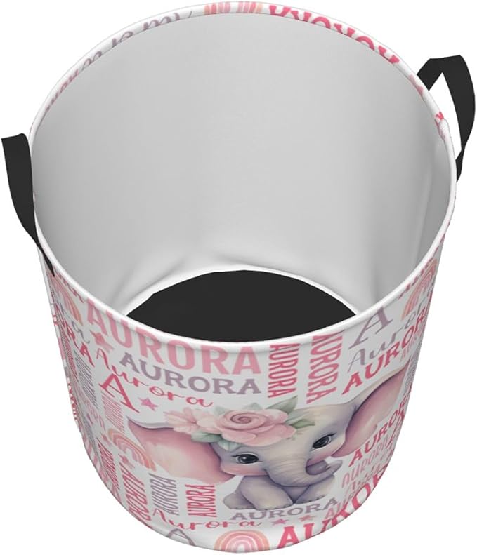 Personalized Elephant Laundry Basket For Baby Kids Boys Girls Adult Custom Hamper Basket With Name For Bathroom Bedrooms Collapsible Baby Laundry Basket, Dirty Clothes Hamper With Handles