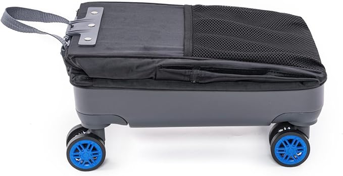 Handy Sandy All-Purpose Roller Bag – Foldable Top-Opening Tote on Wheels with Zipper Closure, 8 Spinner Wheels, Lightweight – Travel, Groceries, Laundry, Work, Everyday Hauling - Patent - Blue