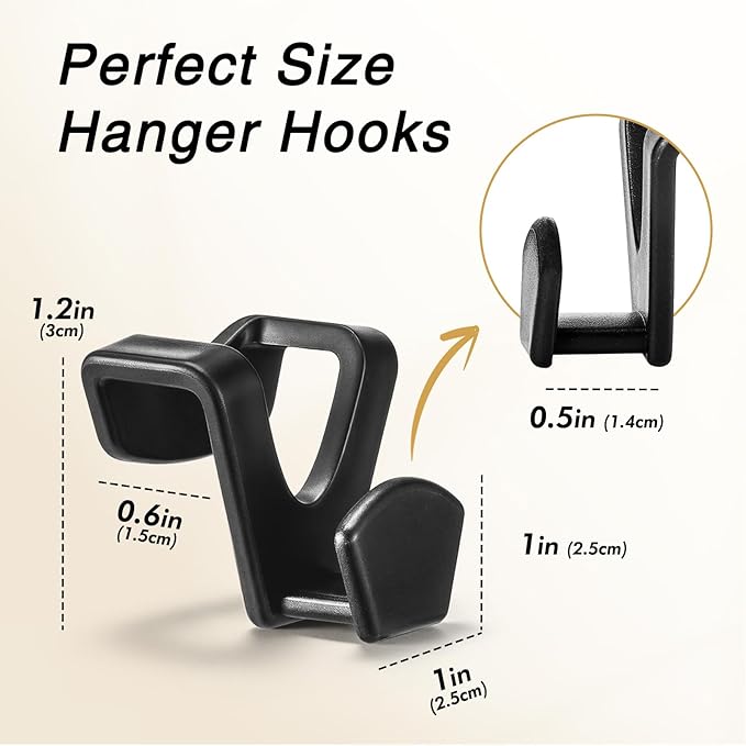 HOUSE DAY Space Saving Hanger Hooks 20 Pack, Black Clothes Hanger Connector Hooks, Heavy Duty Hangers Hook Space Saver, Sturdy Hangers Connector Hook, Premium Cascading Space Saver for Closet