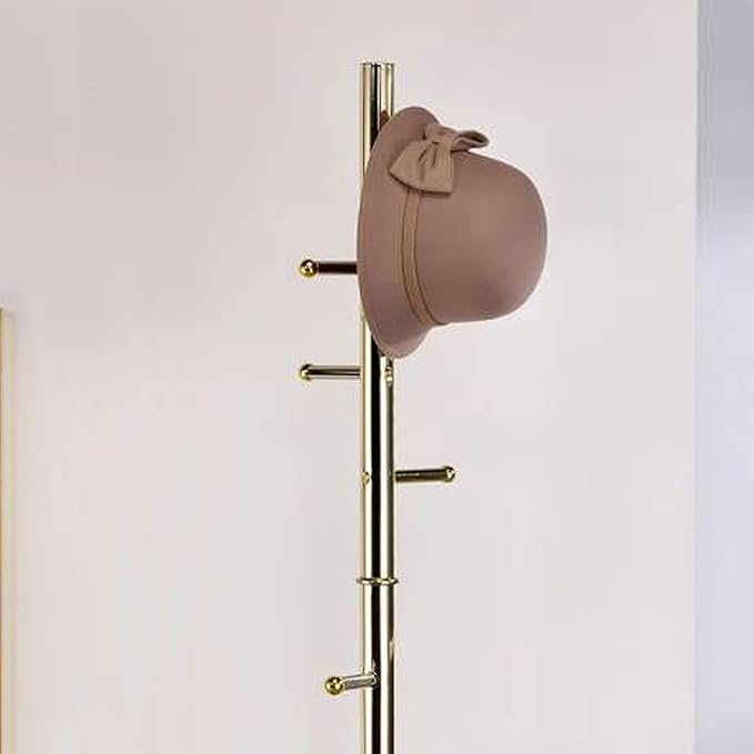 Kings Brand Furniture - Hyre 8 Hook Entryway Hall Tree Coat & Hat Rack Stand, Brass