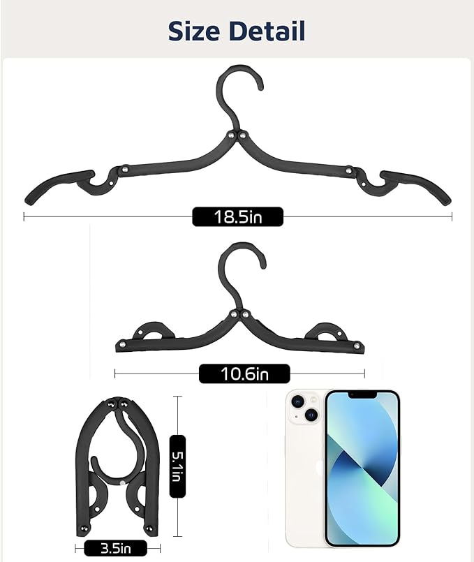 30 Pcs Travel Hangers, Cruise Ship Essentials Foldable Plastic Hangers Travel Essentials, Portable Cruises Must Haves 2026, for Suitcase, RV Camping Airplane Europe Vacation Essential, Black