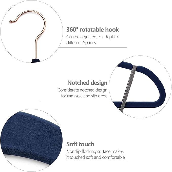 DLD Hangers Non Slip Suit Hangers 50 Pack Space Saving Clothes Hanger Non Slip Hanger Ultra Thin Adult Hanger for Coats, Suit