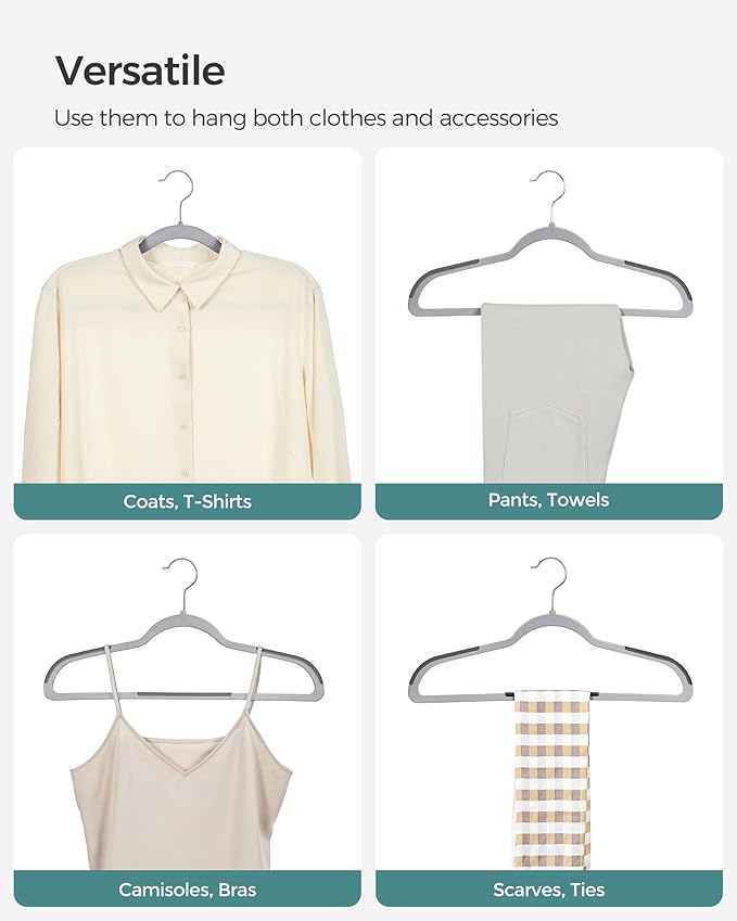 SONGMICS Clothes Hangers, Pack of 50 Plastic Coat Hangers, Space-Saving, Light Gray and Dark Gray UCRF50G