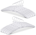 JS HANGER Padded Hanger for Sweaters - 17 Inch Extra Large Heavy Duty Satin Covered Coat Hangers No Shoulder Bump for Women Clothes, Sweaters, Dresses, Clothing, Weddings, Lingerie Pack of 10, White