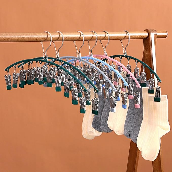 Legging Organizer for Closet,Upgrade Skirt Pants Hangers with Clips, Metal Yoga Pants Hangers 5 Pack w/10 Clips,Hangers Space Saving Closet Organizers w/Rubber Coated Closet Organizers(Gray)