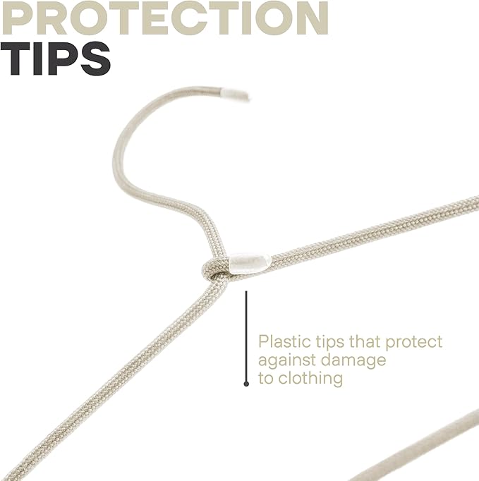 10-Pack of Fabric-Wrapped Metal Hangers Features a Strong Metal Frame, Soft Fabric Coating, Non-Slip Design, preventing Damage, and Providing Secure, Space-Saving Garment Storage. (Ivory)