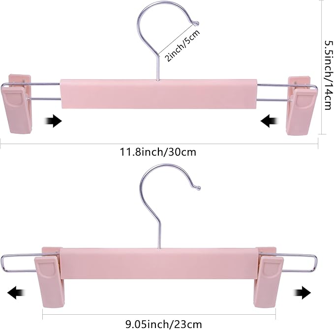 Pants Hangers with Clips Skirt Hanger for Women Plastic Clip Hangers for Pants Clothes Hanger (50pack, Pink)