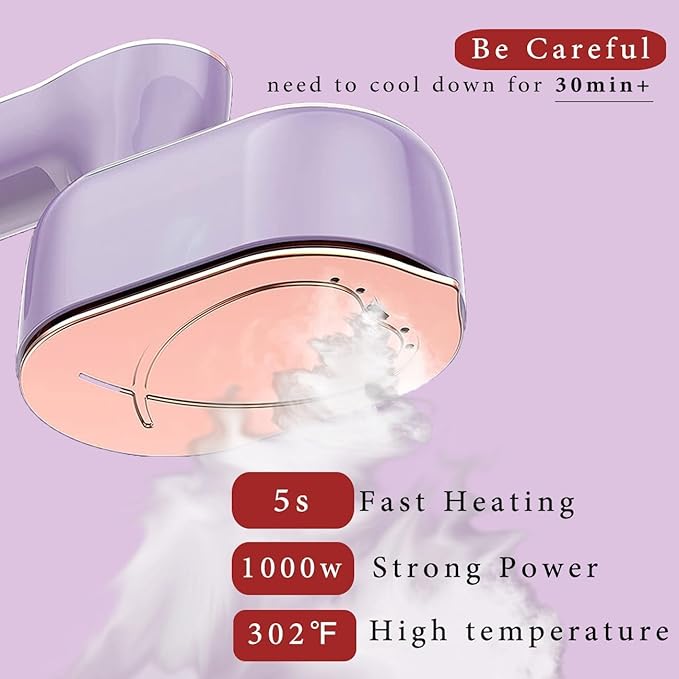 Mini Steam Iron for Clothes, Travel Steamer for Clothes Portable, Micro Steam Iron Mini Handheld Steamer Support Dry And Wet Ironing for Home Travel （Purple）