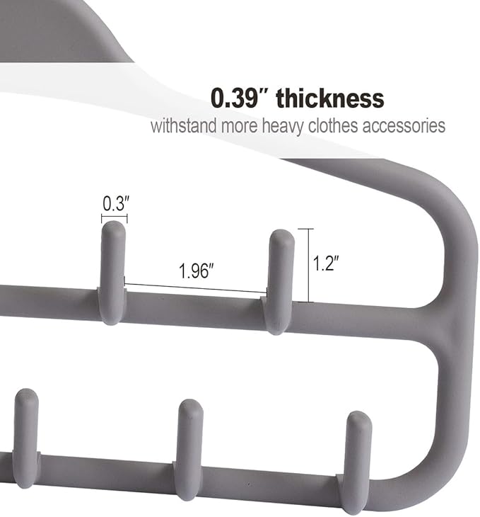 ELONG HOME Belt Hanger Rack Holder for Closet, Sturdy Belt Organizer with 360 Degree Swivel, 11 Large Sturdy Belt Hooks, Non Slip Rubberized Belt Storage, Grey