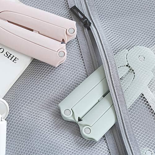 6 Pcs Folding Clothes Hangers, Travel Clothes Hanger Portable Folding Clothes Hangers and Save Space for Both Family and Travel Use