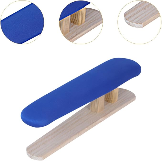 Mini Ironing Board with Wood Base Replacement Cover Ironing Stool Iron Board for Craft Rooms Household Collars Garments Cuffs, Blue 57cmx13cmx16cm