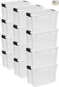 STERILITE 30 QT. ULTRA-LATCH STORAGE BOX WITH WHITE LID AND CLEAR BASE 12-PACK 12 X