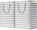 BOOMIBOO 2-Pack Large Laundry Basket,Waterproof Freestanding Laundry Hamper,Collapsible Clothes Basket with Easy Carry Handles in Laundry Room Bathroom Bedroom Dorm,Grey,75L