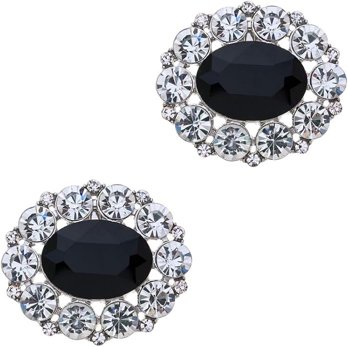 Ruihfas 2Pcs Sparkly Removable Oval Egg Shape Crystal Shoe Clips Accessories for Women Bride Wedding Prom Party Shoes Decoration