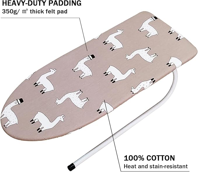 12" x 32" Small Tabletop Ironing Board Cover and Pad,3 Pairs of Hook and Loop Fastener Straps,Elastic Edges,Cotton Mini Iron Board Cover with Scorch Resistant Thick Padding