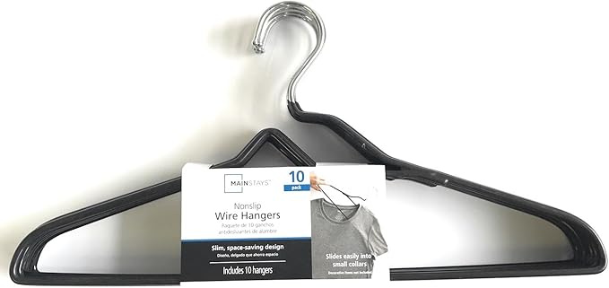 Mainstays Nonslip heavy wire Clothes Hangers, 10 count black