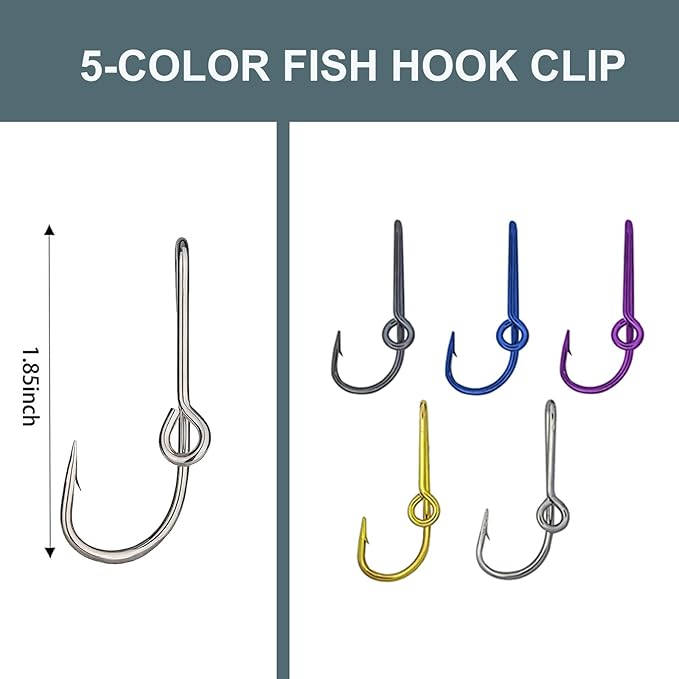 5PCS Gold Fish Hook Hats Pins Decal Hooks for Cap Hat Tie Clasp Money Clip
