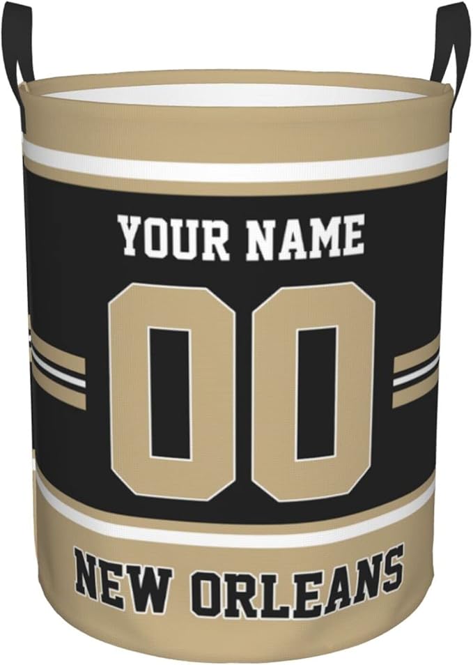 Custom New Orleans Laundry Hamper Personalized Laundry Basket Customized Name And Number Collapsible Storage Basket for Bedroom Bathroom Living Room Gifts
