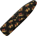 Floral Ironing Board Cover Elastic Edge, Black Heavy Duty Iron Pad Covers Standard Boards Lightweight Full Size Scorch Resistant Padding