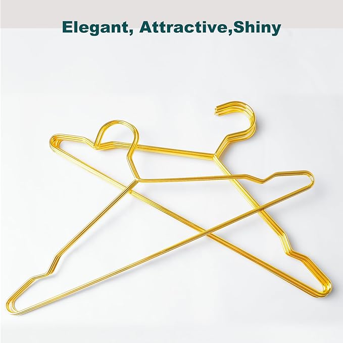 20 Pack Gold Metal Suit Hanger Wire Hanger Space Saving Clothes Hanger for Dress, Shirts, Slacks,Jackets, Pants