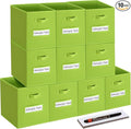 artsdi 11x11 storage cube bins (Set of 10) Foldable Fabric storage cubes with 10 Labels Window Cards & a Pen,11 inch cube storage bin,Closet Organizers for Shelves,Cubby Organizer Boxes,lime green