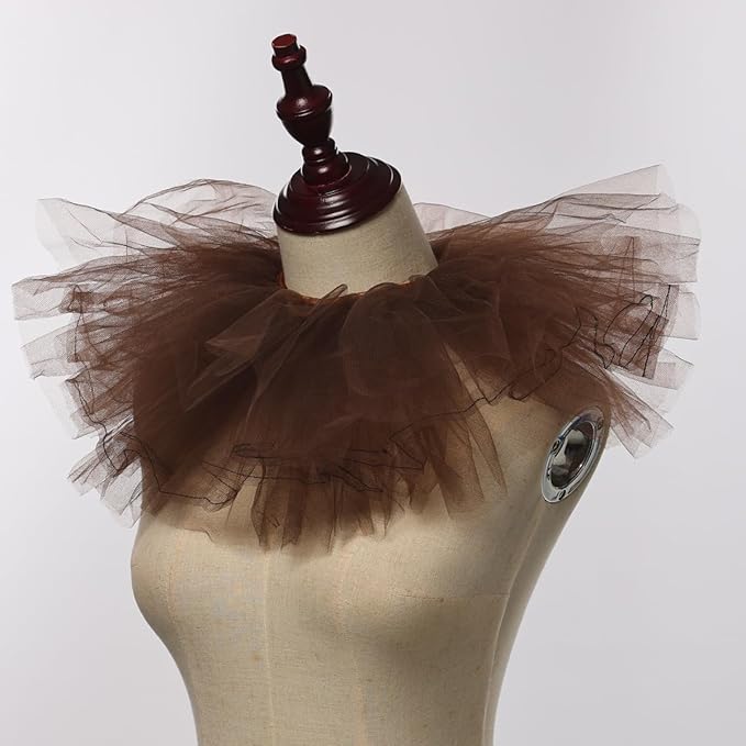 BLESSUME Victorian Retro Mesh Neck Ruff Ruffle Collar Layered Clown Neck Collar