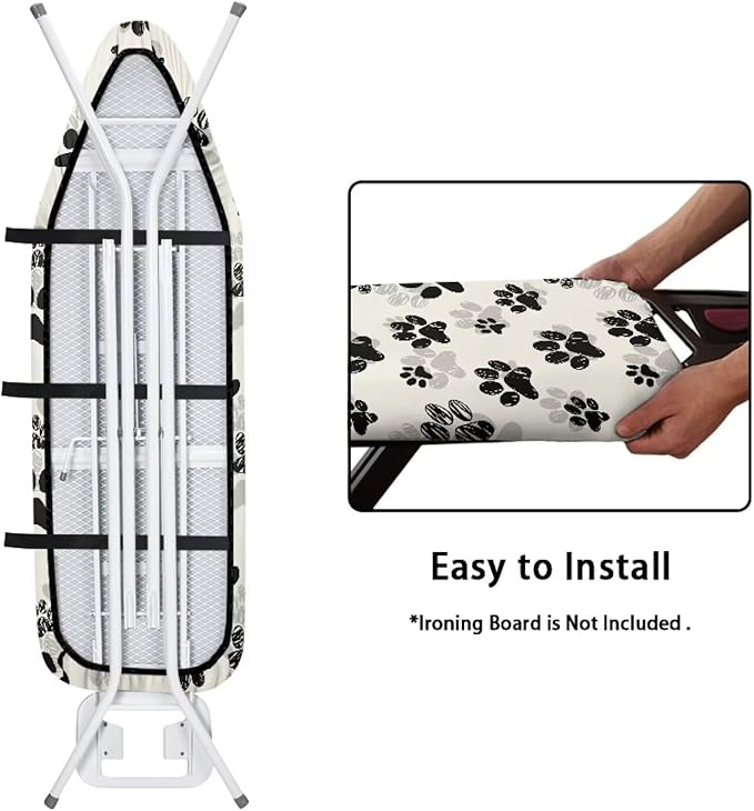 Flashideas Dog Paw Prints Ironing Board Cover and Pad 15 x 54 Heavy Duty Iron Board Covers Standard Size Padding Decorative Covers for Most Iron Boards Ironing Pad Cover