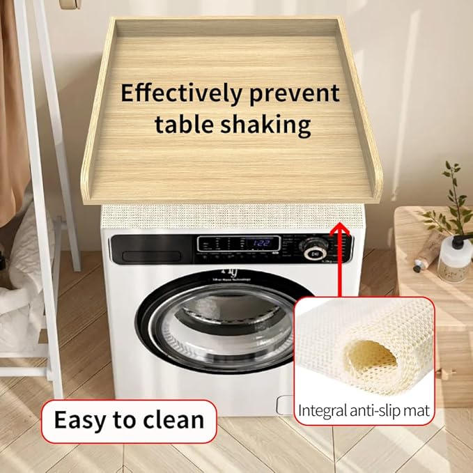 Washer Dryer Countertop Only, 27.5" x 27.5" Laundry Room Countertop for Folding, Washer and Dryer Countertop Single with Non-Slip Pads, Easy Install Washer and Dryer Topper with Edge Rails Light Wood