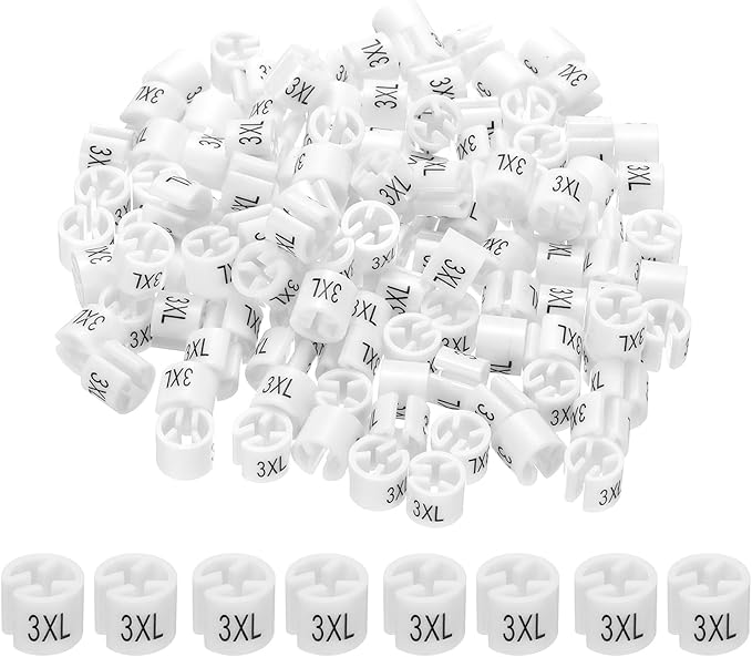 PATIKIL 300 Pcs Clothes Hanger Markers 3XL Fit Rod Garment Size Tag Hanger Clips Round Color Coding Label for Clothing, White