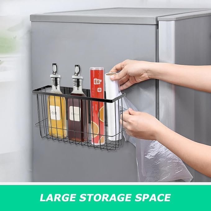 Magnetic Basket Fridge Dryer Ball Holder for Laundry Room Organization and Storage, Magnetic Basket Organizer Shelf Rack, Kitchen Moveable Storage Holder for Kitchen, Office and School