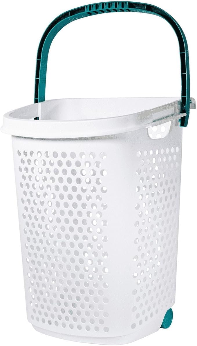 (2-Pack) 2 Bushels Wheeled Plastic Laundry Basket, Lightweight and Flexible, Equipped with Handles, Easy to Clean, Suitable for use in Homes, Dormitories, Bathrooms and Laundry Rooms.