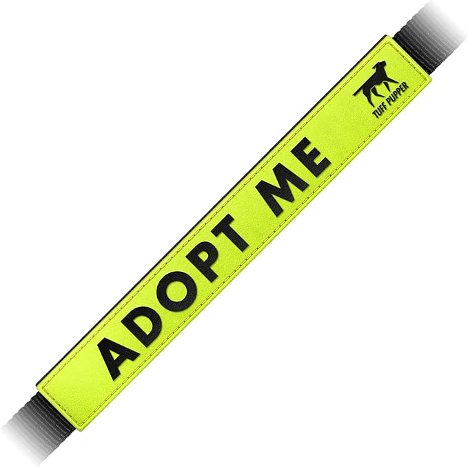 Tuff Pupper Waterproof Leash Sleeve | Fits Any Standard Size 1 Inch Wide Leash | Dual Sided Message | Durable Neoprene & Silicone | Odor & Stink Proof | Easy Secure On & Off (1 Pack, Adopt Me)