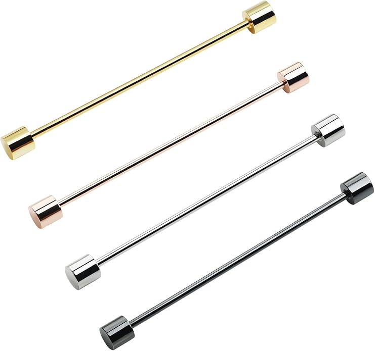 Classic 4-Piece Set Solid Brass Collar Bar for Men Multi-Style Metal Anti-Curl Shirt Collar Stays Tie Pins