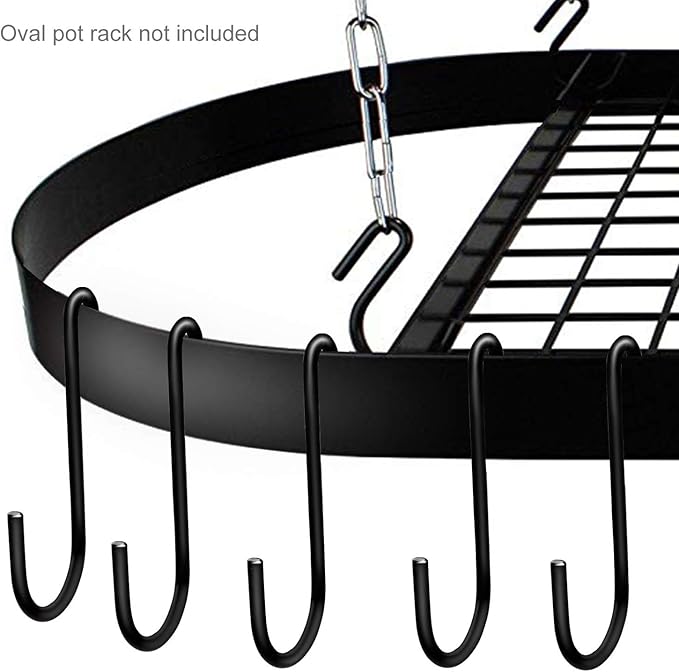 18 Pack 4 inch Heavy Duty S Hooks Pan Pot Holder Rack Hooks S Shaped Hooks Hangers for Oval Ceiling Pot Rack Hanging Kitchenware Spoons Pans Pots Utensils Clothes Bags Towels Plants (Black)